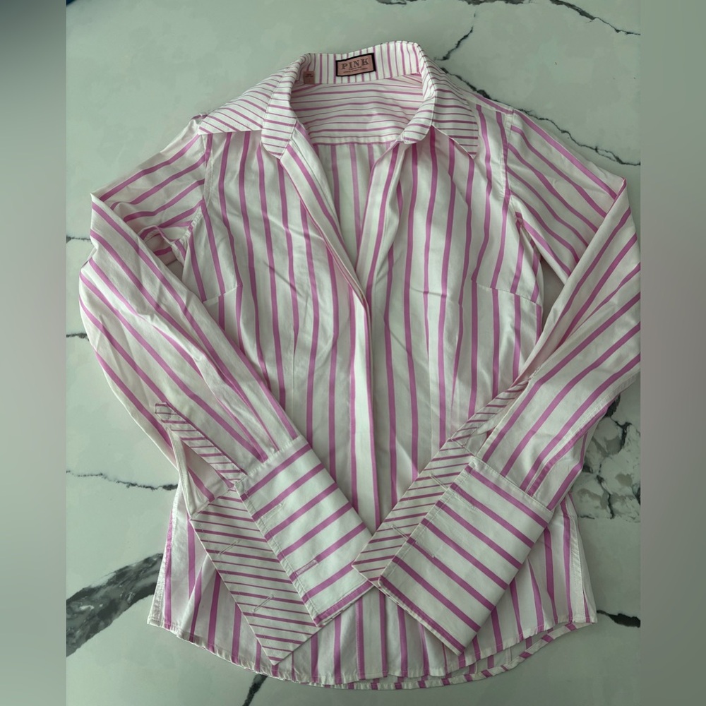 Thomas Pink Striped Shirt in Pink and White